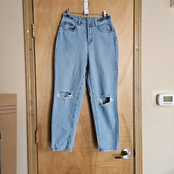 Wild Fable Super High Rise Tapered Jeans 4 Light Blue Distressed Destroyed - Picture 1 of 8